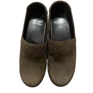 Dansko mavis brown leather studded clogs